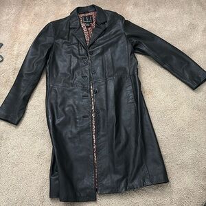 INC international concepts, long, leather jacket, button up, medium